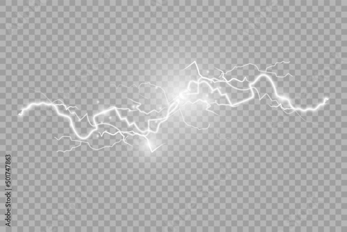 Canvas Print The power of lightning and shock discharge, thunder, radiance