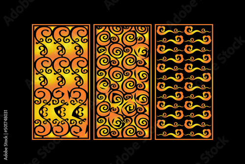 Decorative Abstract Geometric islamic Background Elegant Ornaments Card invitation Cnc Cut Gold Design Set