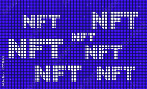 Vector illustration concept nft banner for website. Cryptocurrency banner. Non-renewable token, crypto collectibles, art, games