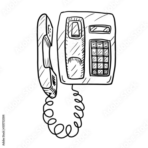 Old phone vector illustration on white background