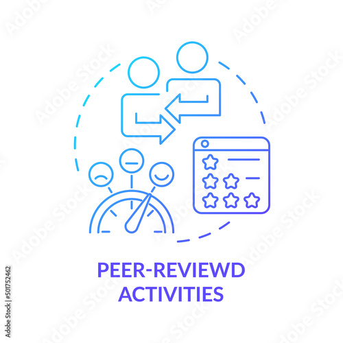 Peer reviewed activities blue gradient concept icon. Students feedbacks. Online education trend abstract idea thin line illustration. Isolated outline drawing. Myriad Pro-Bold font use