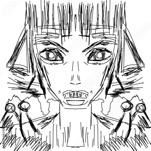 The Page, Soldier, guard, freehand drawing, vector. Abstract. Avant-garde art. Modern. Contemporary trendy art illustration