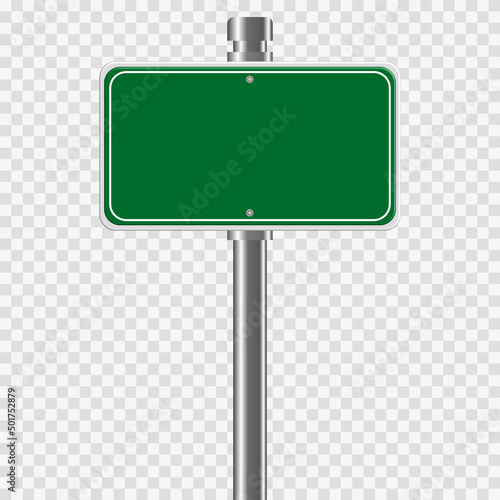 Fototapeta Blank Traffic Green Guidepost Road Sign 3D vector Illustration