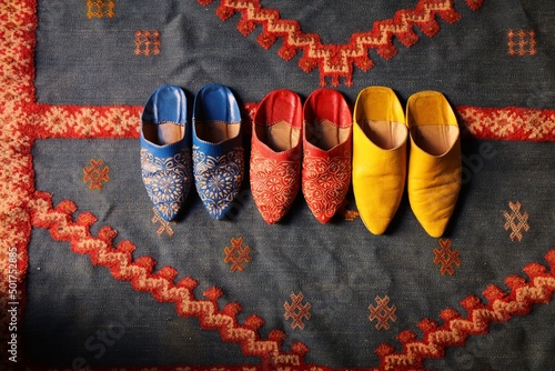 Moroccan babouche leather slippers photo