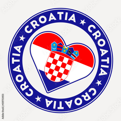 Croatia heart flag badge. From Croatia with love logo. Support the country flag stamp. Vector illustration. photo