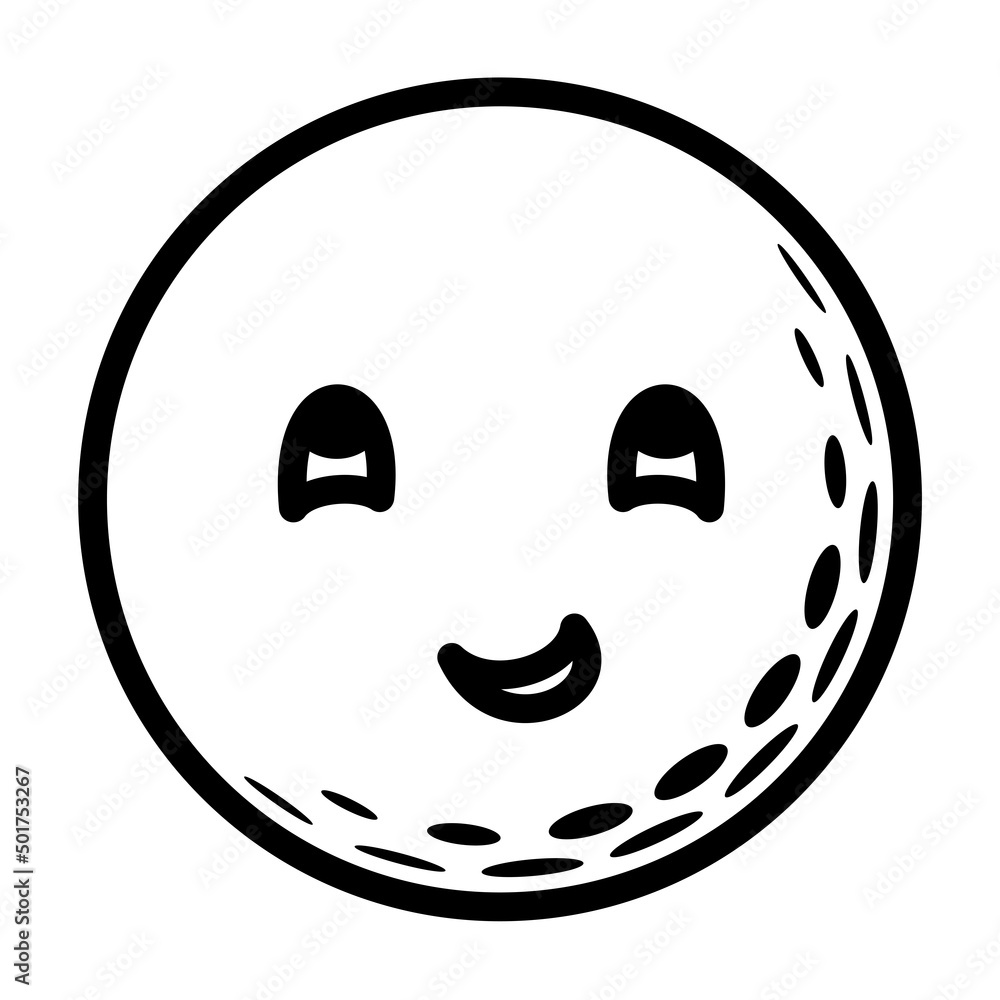 It is an illustration of a happy face of a golf ball. It is an illustration of a happy face of a golf ball.