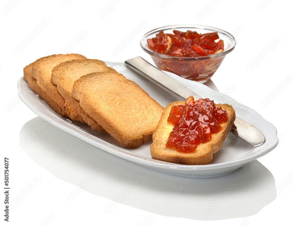 wheat rusks with fruit marmalade