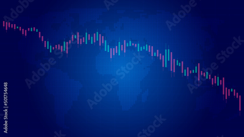 Bitcoin income loss graph, Cryptocurrency depreciation chart. Vector stock illustration.