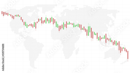 Bitcoin income loss graph, Cryptocurrency depreciation chart. Vector stock illustration.