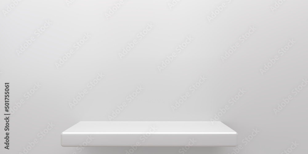 The empty shelf on a wall.3d rendering The empty shelf on a wall.3d rendering