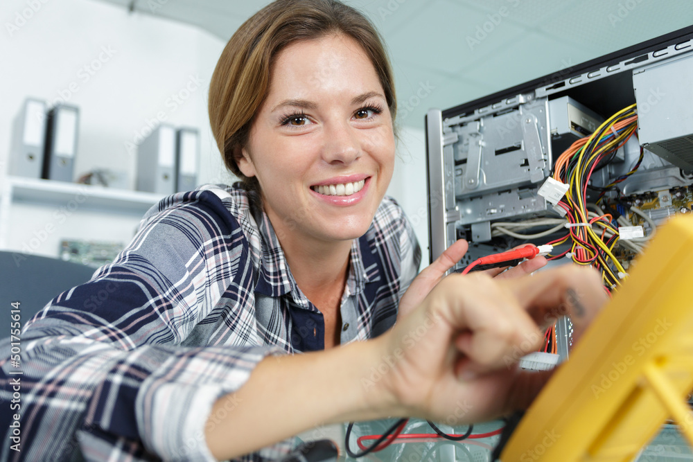 custom made wallpaper toronto digitalhappy female technician fixing a pc