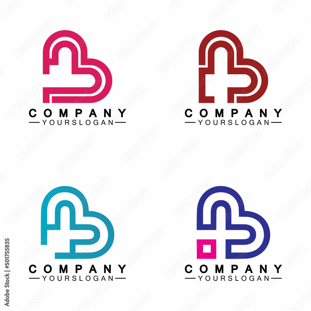 Initial letter B love heart logo design Initial letter B love heart logo design