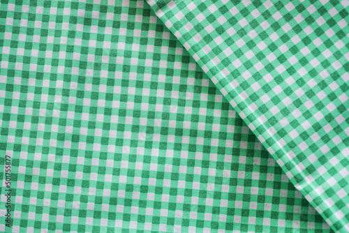 green and white checkered tablecloth