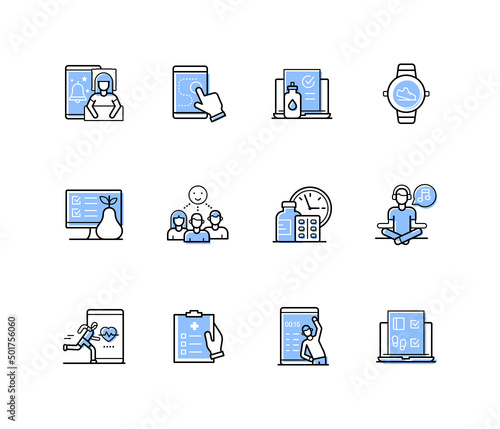 Good habits - modern line design style icons set