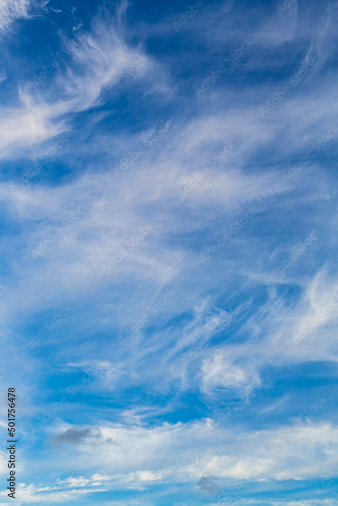 Fototapeta premium Cirrus and Stratus clouds in dramatic blue sky over Cape Town