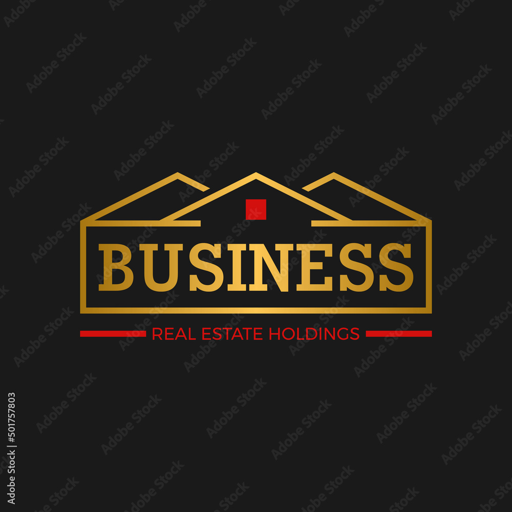 House Logo. Gold House Symbol Geometric Linear Style isolated on Double Background. Usable for Real Estate, Construction, Architecture and Building Logos. Flat Vector Logo Design Template Element.