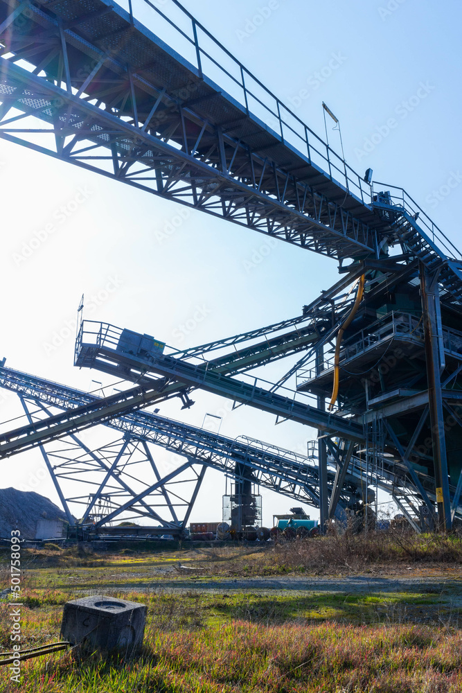 View of sand processing machine. Sand industry, Italy