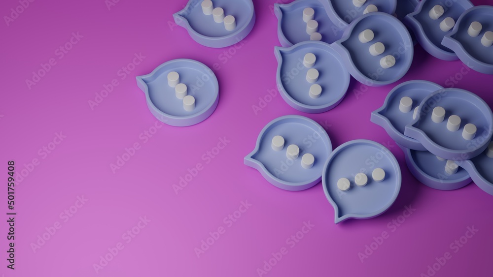 Blue message icons from social networks are located on a pink background. Blue message icons from social networks are located on a pink background.