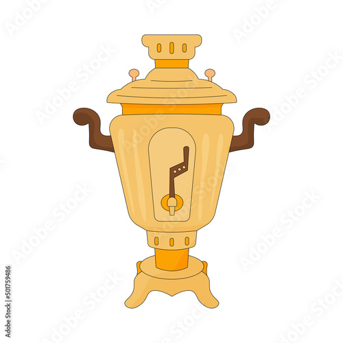 Russian samovar. Traditional tea party in Russia. Vector Illustration for printing, backgrounds, covers, packaging, greeting cards, posters, stickers and textile