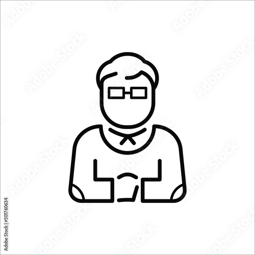Linear image of a man in glasses with a strict look. The work can be used for web resources and outdoor advertising in the form of an icon for websites and neon lighting in outdoor advertising