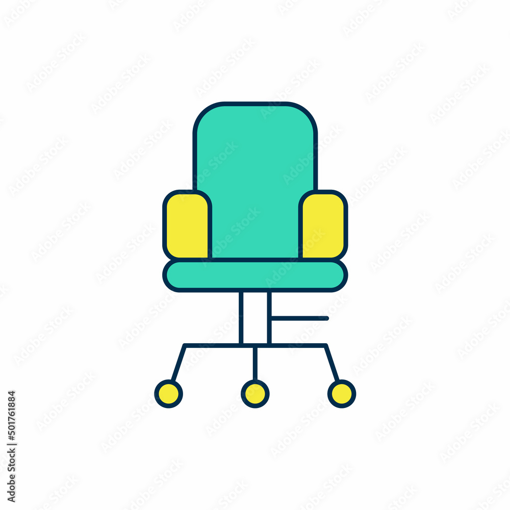 Filled outline Office chair icon isolated on white background. Vector Filled outline Office chair icon isolated on white background. Vector