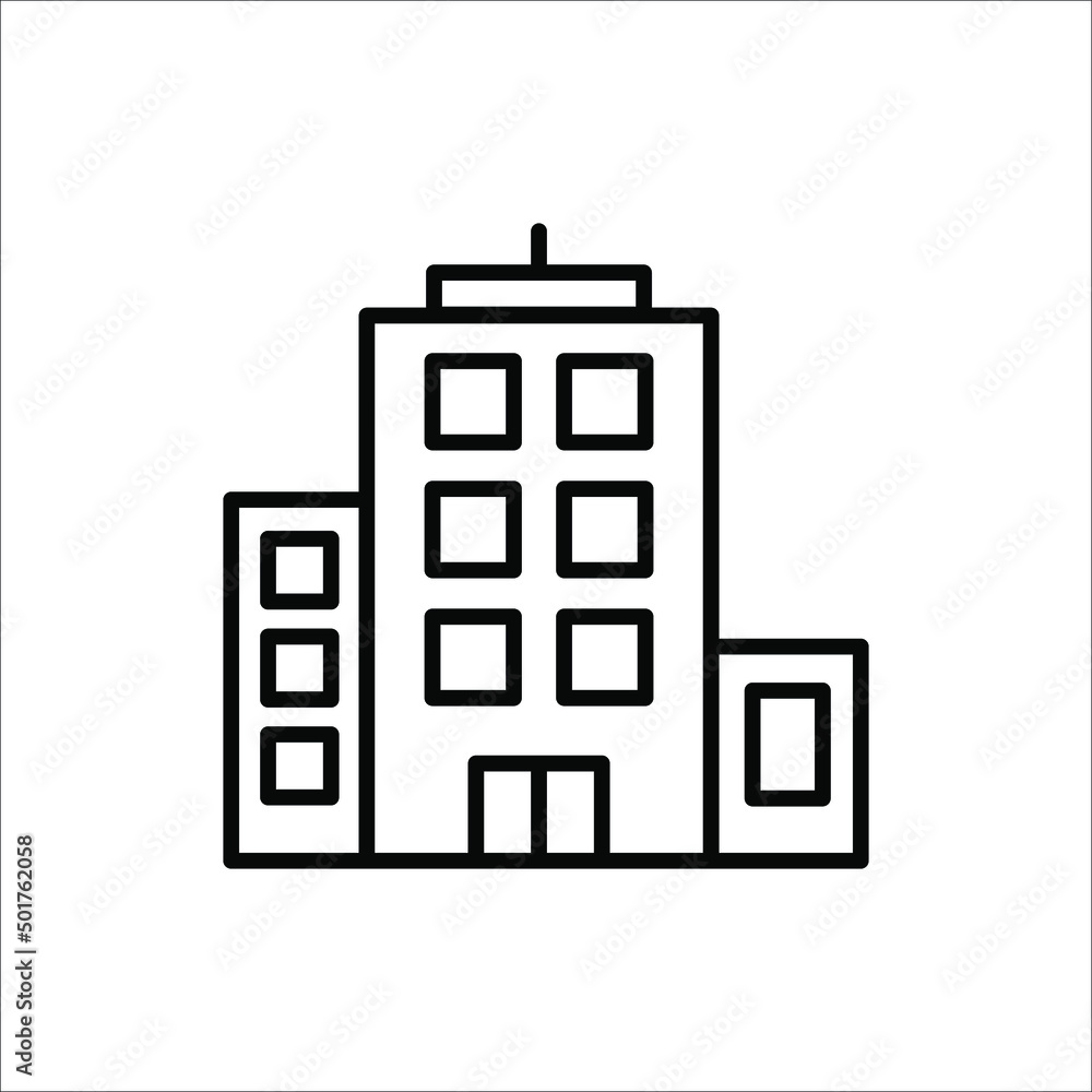 Building icon. Linear image of an architectural structure Building icon. Linear image of an architectural structure