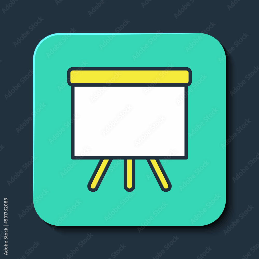 Filled outline Chalkboard icon isolated on blue background. School Blackboard sign. Turquoise square button. Vector Filled outline Chalkboard icon isolated on blue background. School Blackboard sign. Turquoise square button. Vector