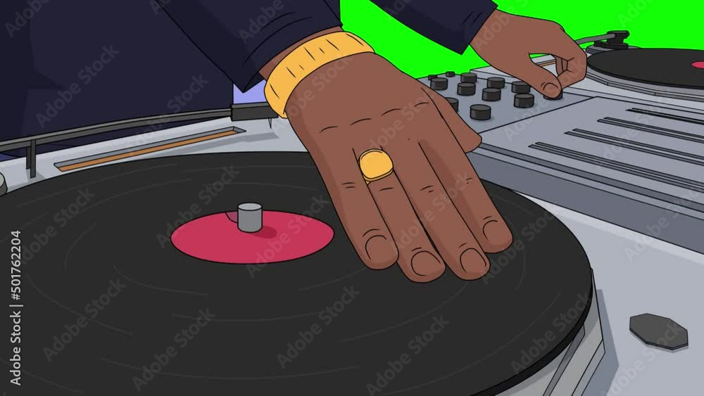 DJ Mixer, animation on a green screen.