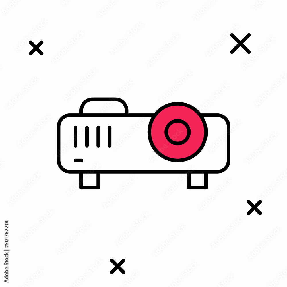 Filled outline Presentation, movie, film, media projector icon isolated on white background. Vector Filled outline Presentation, movie, film, media projector icon isolated on white background. Vector