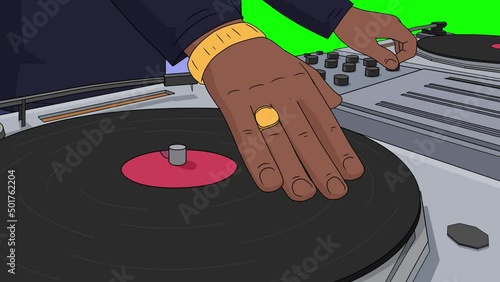 DJ Mixer, animation on a green screen. photo