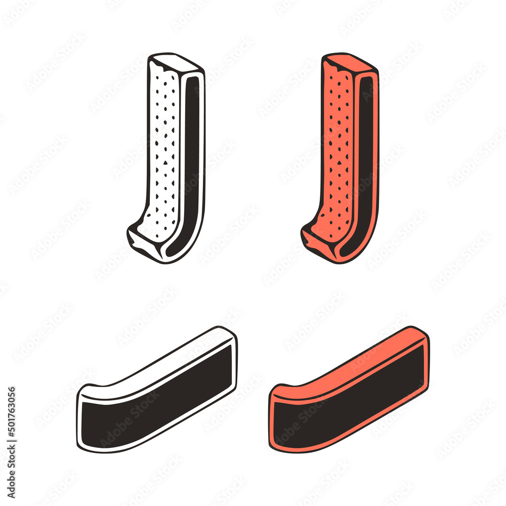 Isometric letter j doodle vector illustration on white background. Stylized letters clip art. Isometric letter j doodle vector illustration on white background. Stylized letters clip art.
