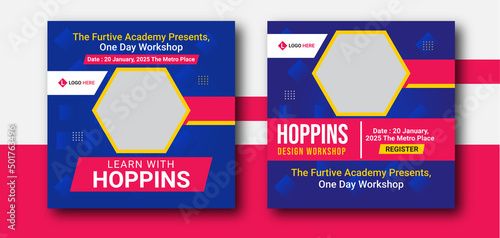 Ecommerce Live stream seminar workshop advertising in square size for social media post design 