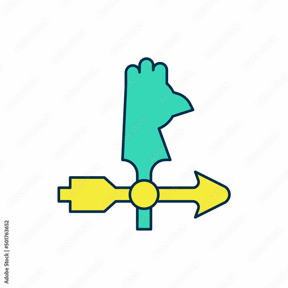Filled outline Rooster weather vane icon isolated on white background. Weathercock sign. Windvane rooster. Vector Filled outline Rooster weather vane icon isolated on white background. Weathercock sign. Windvane rooster. Vector