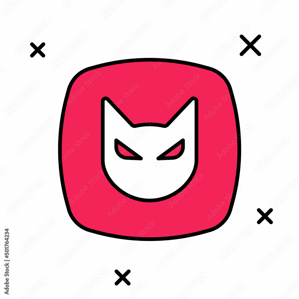Filled outline Black cat icon isolated on white background. Happy Halloween party. Vector Filled outline Black cat icon isolated on white background. Happy Halloween party. Vector