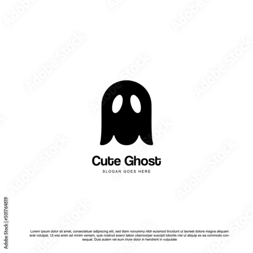 Simple cute ghost logo design icon template