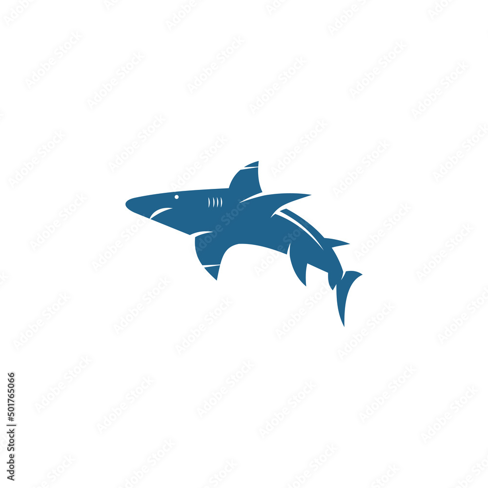 Fototapeta premium Shark logo - vector illustration, design inspiration with dark blue. Suitable for your design need, logo, illustration, animation, etc.
