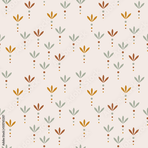 Light boho seamless pattern. Cute background in modern bohemian style perfect for scrapbooking, textile, wrapping paper and stationery for kids and adults