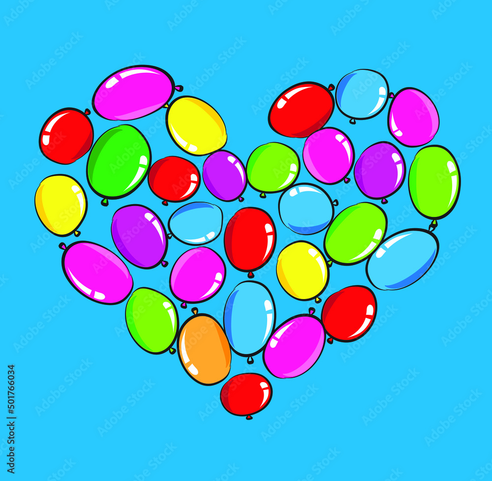 vector drawing heart shape balloons design background Stock Vector ...