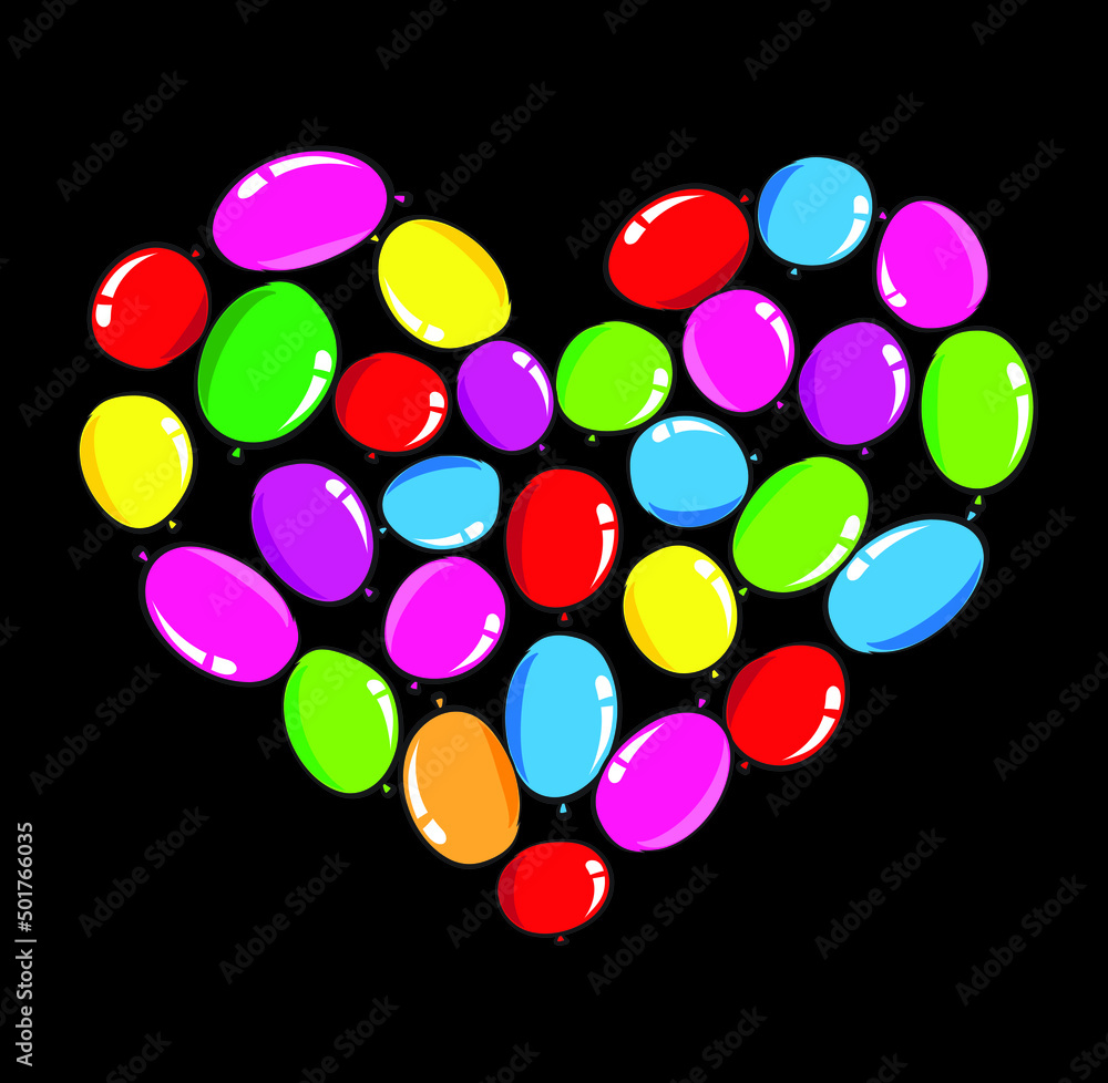 vector drawing heart shape balloons design background Stock Vector ...