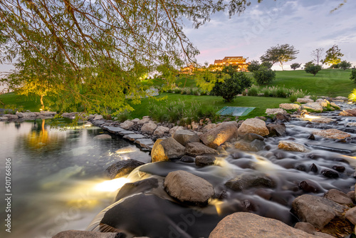 Beautiful and green park in Katara Cultural Village, Katara Lake Hill