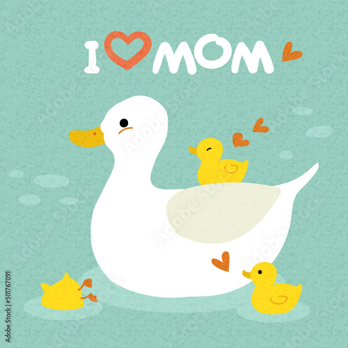 Mother's day Greeting card with duck and ducklings.
