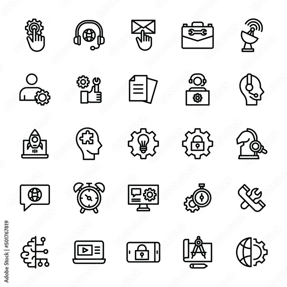 technical support icon set illustration vector graphic