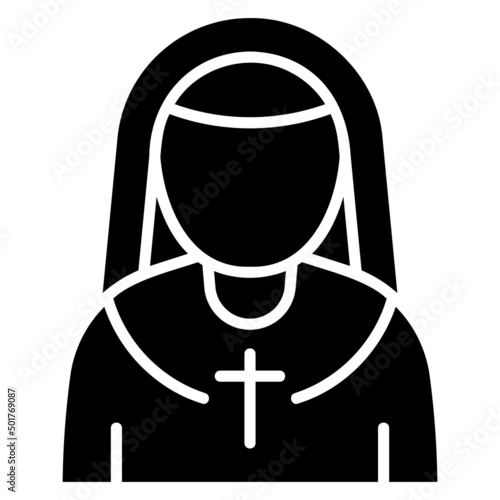 Nun glyph icon. Can be used for digital product, presentation, print design and more.