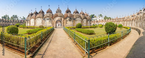 Panoramic image of 108 Shiva Temples of Kalna, Burdwan , West Bengal. A total of 108 temples of Lord Shiva (a Hindu God), are arranged in two concentric circles - an architectural wonder, photo