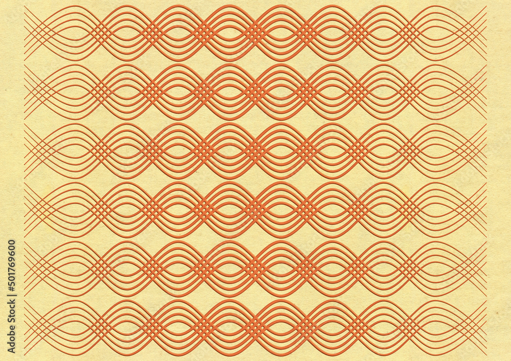 Motif ondulatoire rouge sur un fond texturé jaune Motif ondulatoire rouge sur un fond texturé jaune