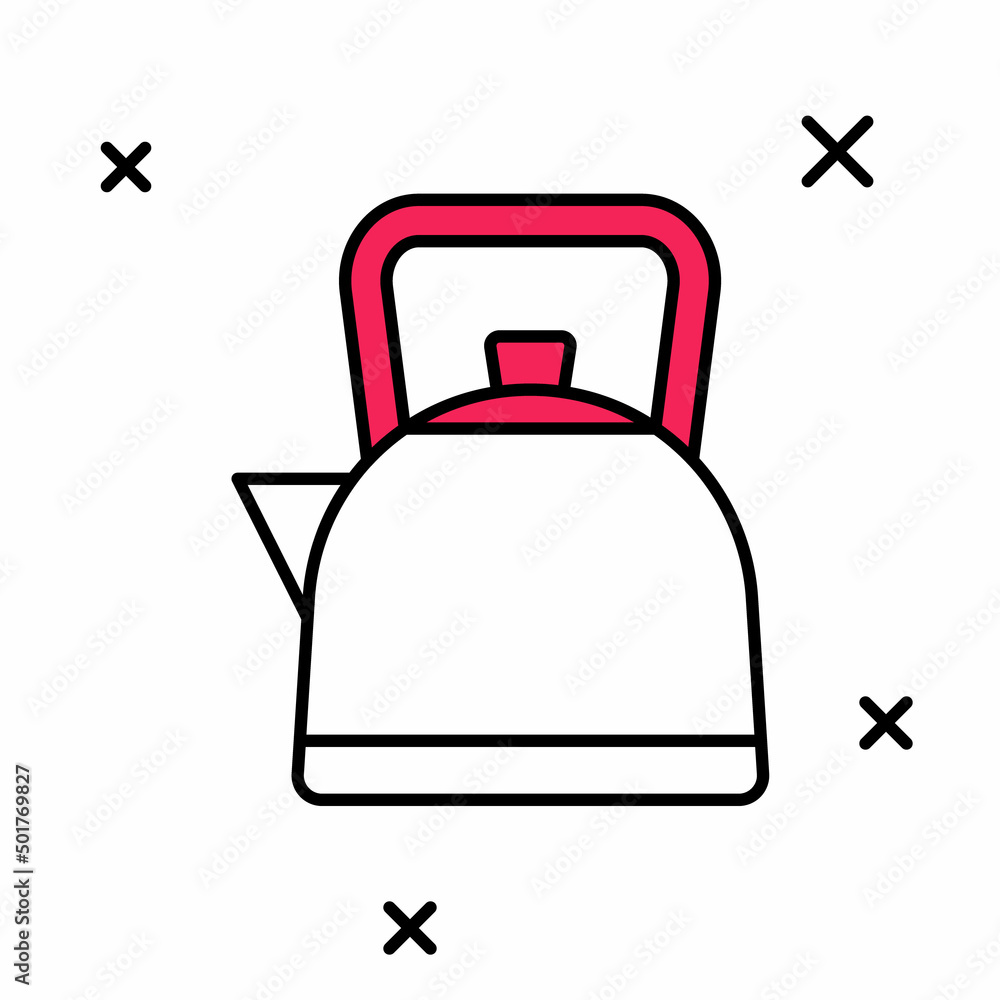 Filled outline Kettle with handle icon isolated on white background. Teapot icon. Vector Filled outline Kettle with handle icon isolated on white background. Teapot icon. Vector