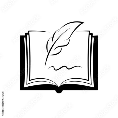 guestbook with pen for comments black isolated on white background