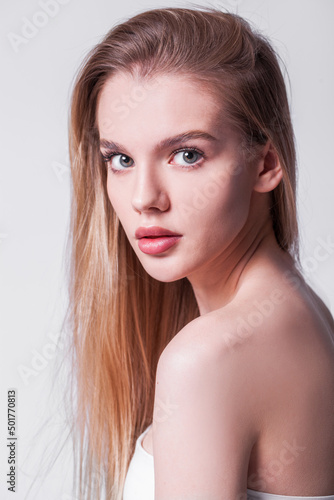 Beauty portrait of a young blonde girl