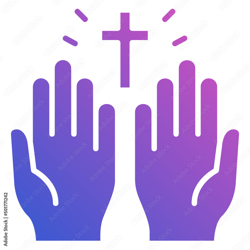 Pray flat gradient icon. Can be used for digital product, presentation, print design and more.