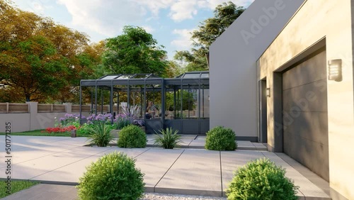 Traditional house with veranda and  garage